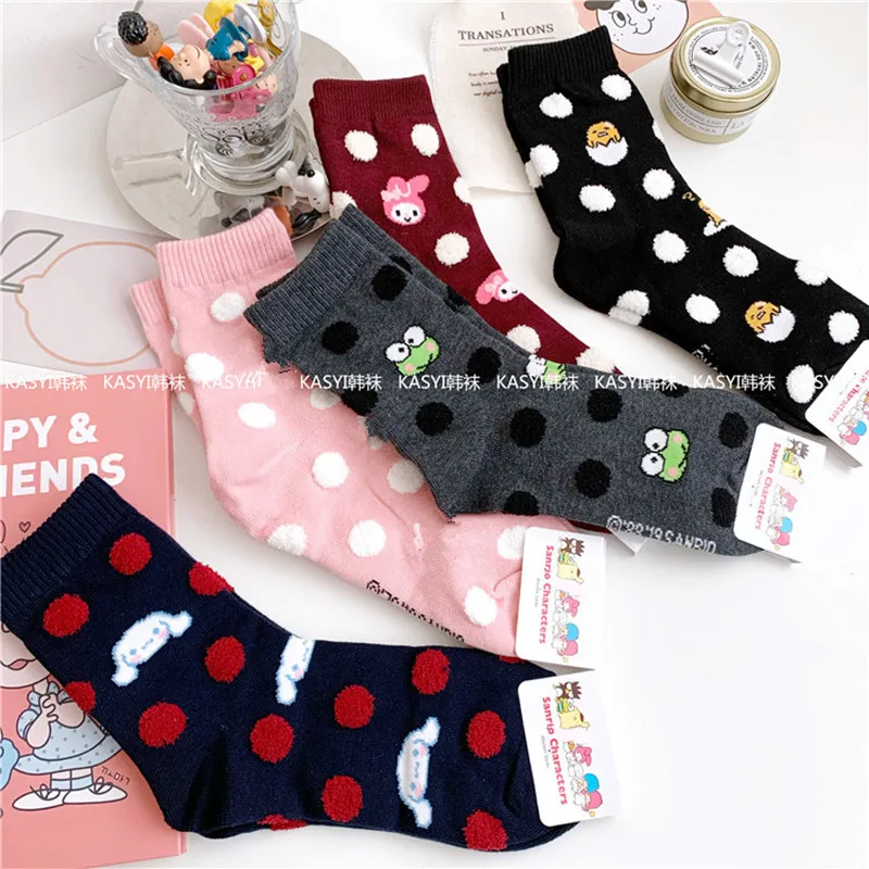 Носки с рисунком из мультфильма; принт с аниме; Марка Badtz Maru Cinnamoroll babyCinnamoroll Gudetama; милые забавные женские хлопковые носки в Корейском стиле; цвет розовый