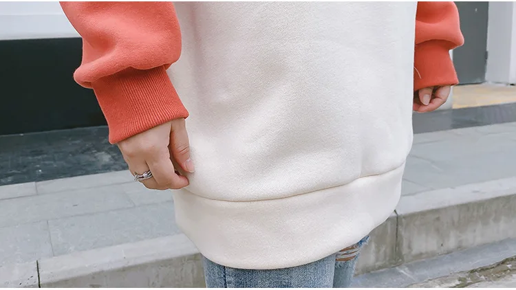 Размера плюс 6XL 7XL 8XL зимние теплые женские туфли с буквенным принтом толстовки с капюшоном, в стиле «пэчворк» в Корейском стиле Модные уличные толстовки Модные 100 кг