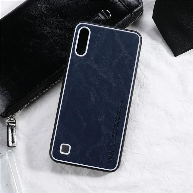 Blue Phone Case Модные Цвет масло воск чехол для телефона из искусственной кожи для samsung A40 A10-A90 M10 M20 M30 силиконовый бампер чехол на A9 J2 Prime G530 - Цвет: Blue Phone Case