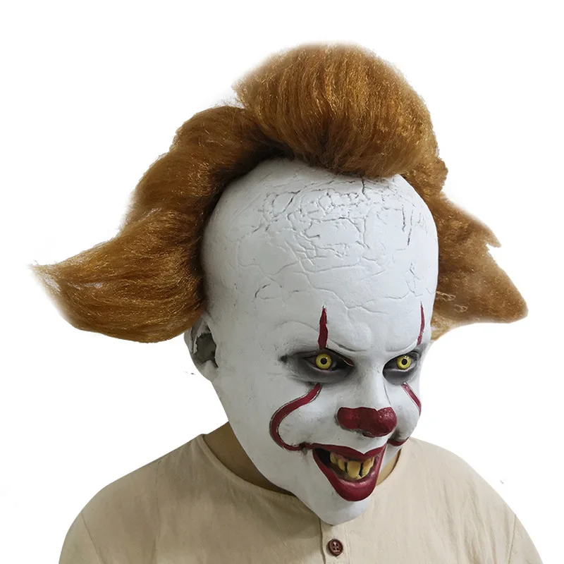 

Joker Pennywise Mask Stephen King It Chapter Two 2 Horror Cosplay Latex Masks Helmet Clown Halloween Party Costume Prop 06#