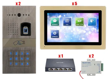 

New Arrival Touch Key 7" Video Door Phone Doorbell Video Intercom Entry System + IR RFID Fingerprint Keypad Camera 2V5