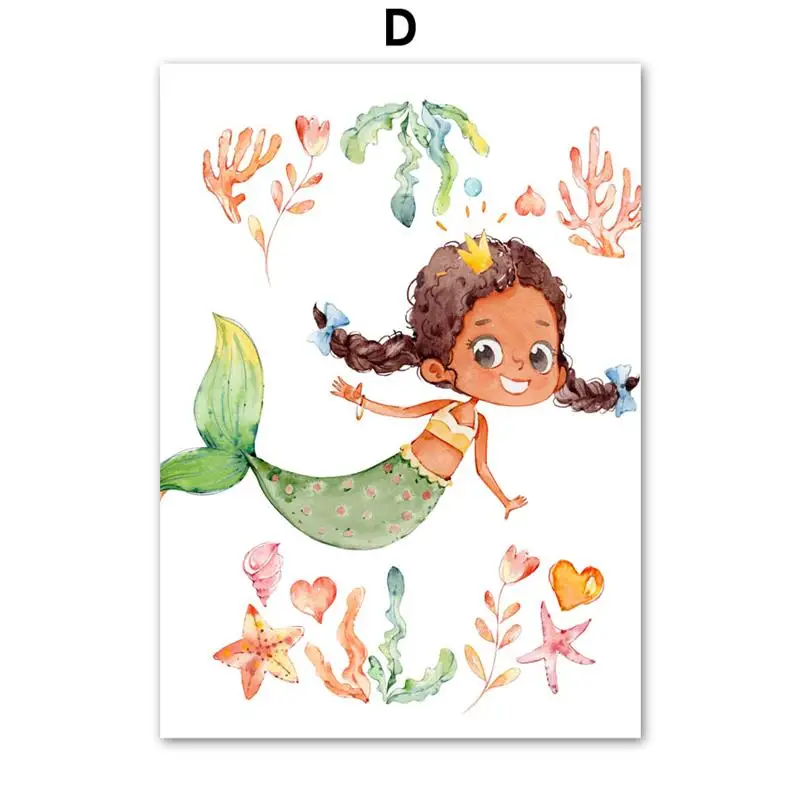 Wall-Art-Canvas-Painting-Mermaid-Little-Princess-Girl-Dream-Nordic-Posters-And-Prints-Nursery-Wall-Pictures (6)