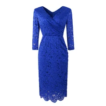 Кружевные короткие вечерние платья с v-образным вырезом, формальное платье длиной до середины икры, деловое платье, элегантное вечернее платье с длинным рукавом, одежда для работы, офиса