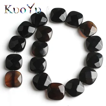 

12*12mm Natural Faceted Square Black Agates Stone Beads Loose Spacer Beads For Jewelry Making DIY Bracelet Necklace 7.5"Inches