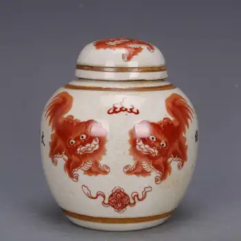 

Chinese Old Porcelain Pastel Shuangshi Painting Porcelain Pot With Lid Storage Tank Tea Caddy