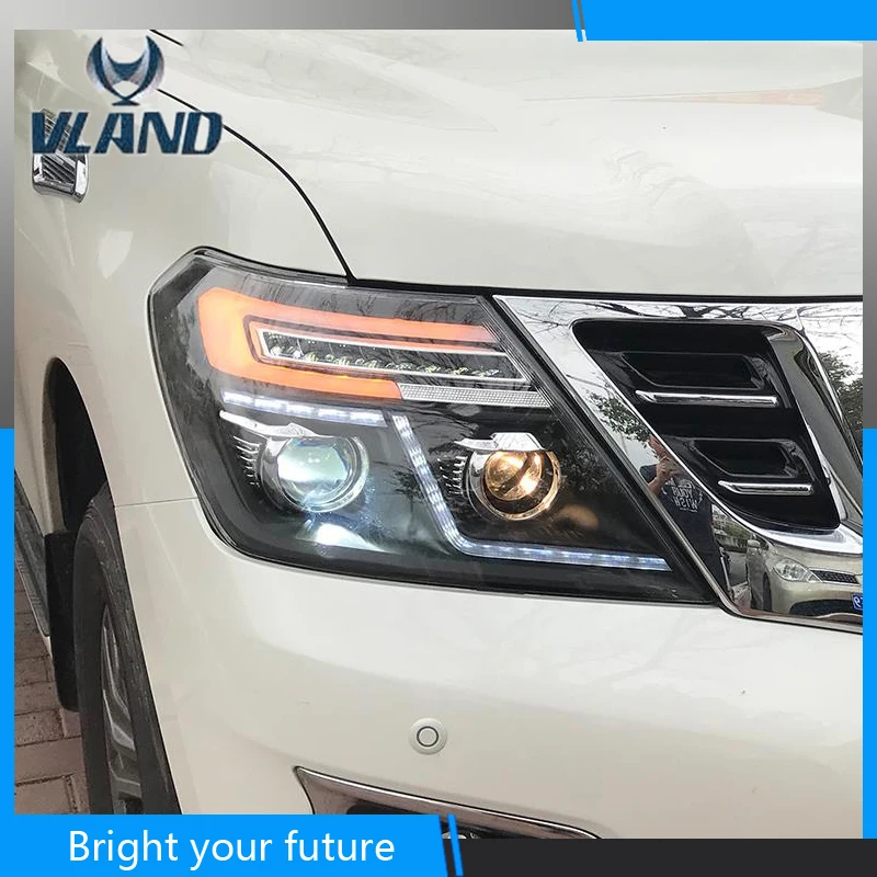 Автомобильная фара на Nissan Patrol 2012 2013 2014 2015 2016 2017 2018 передний светодиодный фонарь DRL