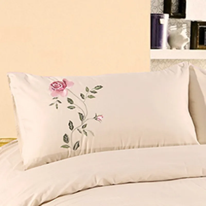 

Thicken 60s twill cotton embroidered embroidery envelope pillowcase 48X74cm 1pair