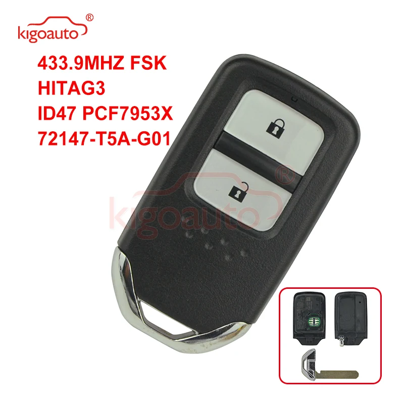 Умный ключ Kigoauto с 2 кнопками 433 9 МГц FSK HITAG 3 ID47 PCF7953X 72147 T5A G01 для пульта