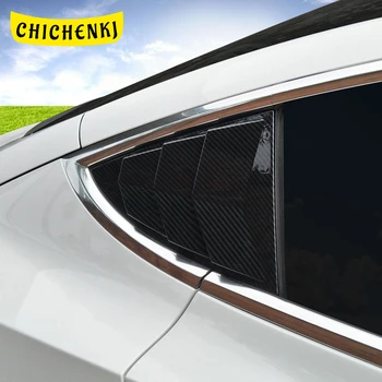 

For Tesla Model 3 2017-2020 Car Rear Side Window Cover Fake Blinds Sticker Frame ABS Carbon Gloss Chrome Exterior Molding Trim