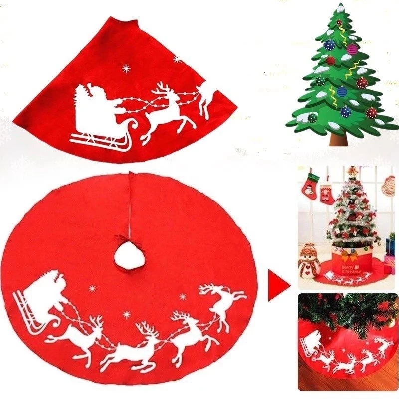 100/90cm Red Christmas Tree Skirts Non-woven Fabric Christmas Carpet Tree Skirt Decoration Christmas New Year Home Decoration