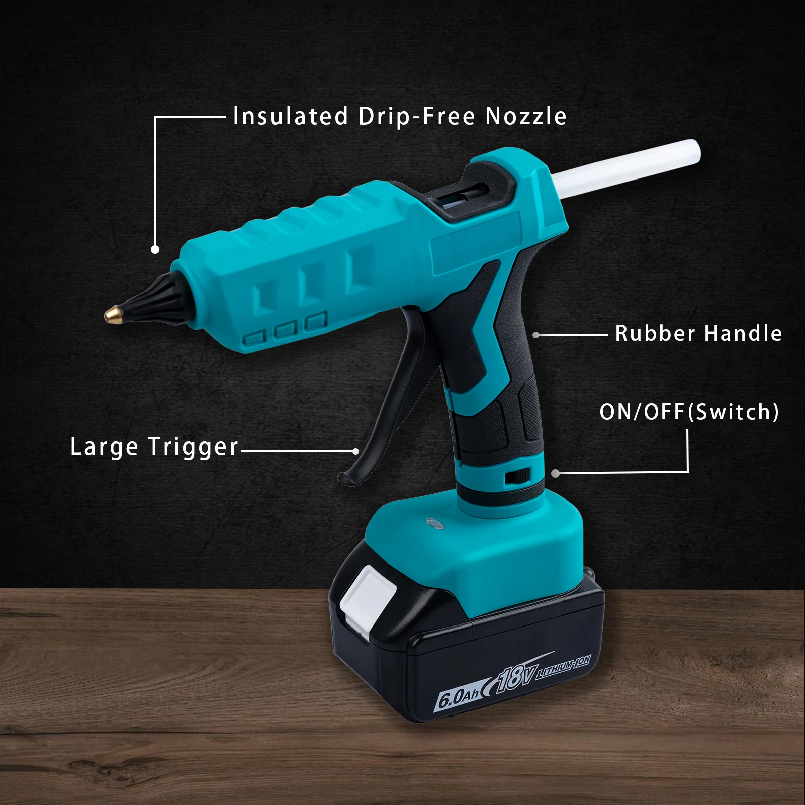 Mellif 100W Cordless Hot Glue Gun for Makita 18V LXT Battery BL1830 BL1840 Full Size DIY Electric Heat Repair Tool (tool only) 4