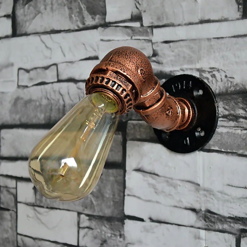 

Water pipe wall light creative art decorative loft retro industrial coffee shop bar aisle iron art lamp