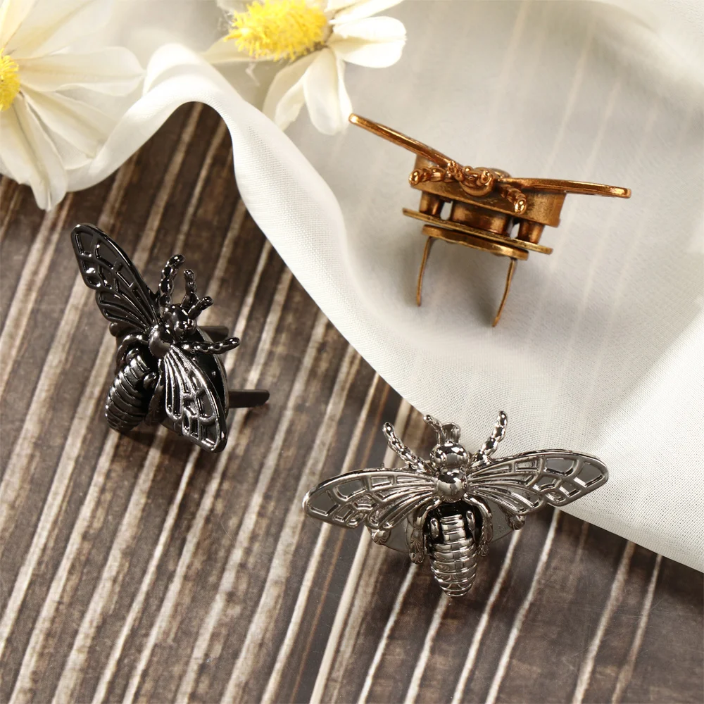 1Pcs Metal Bee/Butterfly Shape Turn Lock Retro Fashion Bag Clasp Hardware Buckle for DIY Leather Crafts Handbag Purse Accessory