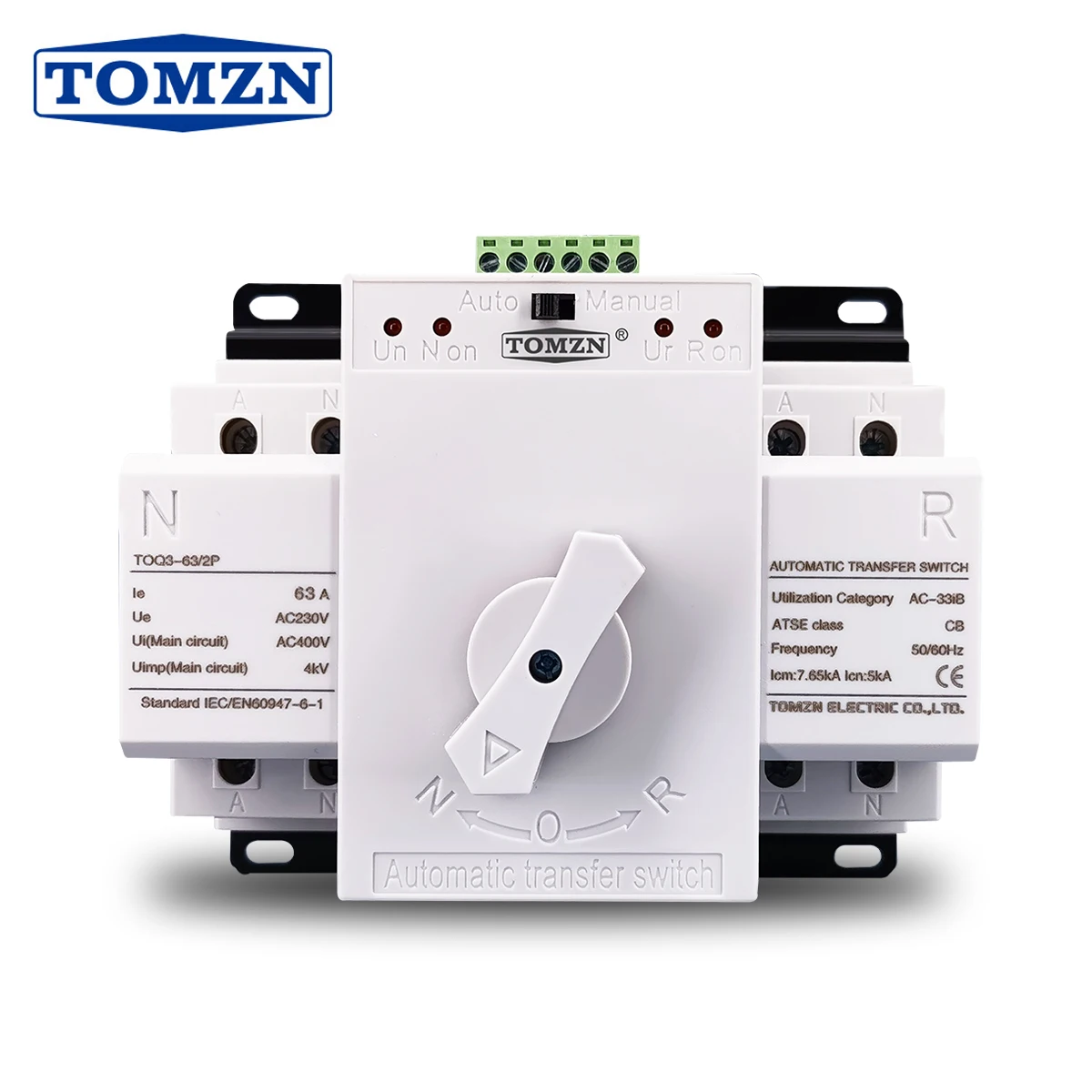 ATS 2P 63A 230V MCB тип двойной мощность автоматический переключатель TOMZN TOQ3-2P/63 |