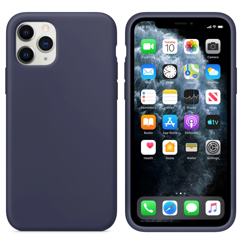 Полностью универсальный чехол для IPhone 11 Pro Max xs max xr 876s plus, Силиконовый противоударный чехол с логотипом, лучше, чем - Цвет: Midnight Blue