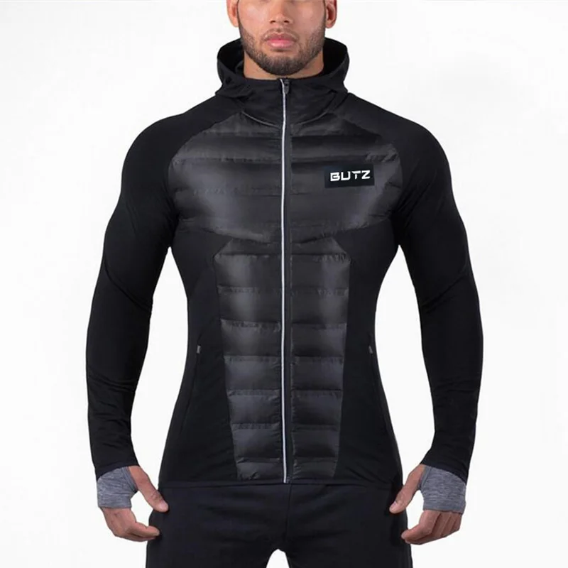 

Winter Men Running Jackets Jogging Sports Windproof Warm Sportswear Training Fitness Exercise Gym Black Jacket Hoody Long Sleeve