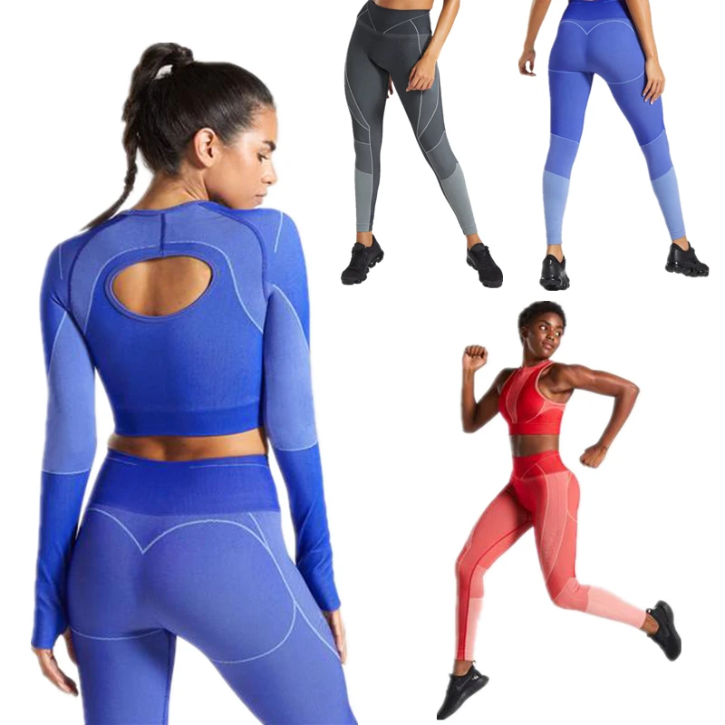 

Seamless Yoga Suit Hip Lifting Slim Body Fast Dry Legging Sports Shirts Crop Top Seamless Leggings Fitness Tracksuit Workout Set