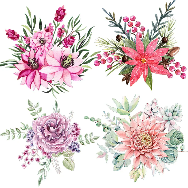 

QCF91 Pink Series Christmas Bouquet Sticker Celebration Decal Room Decoration Decal