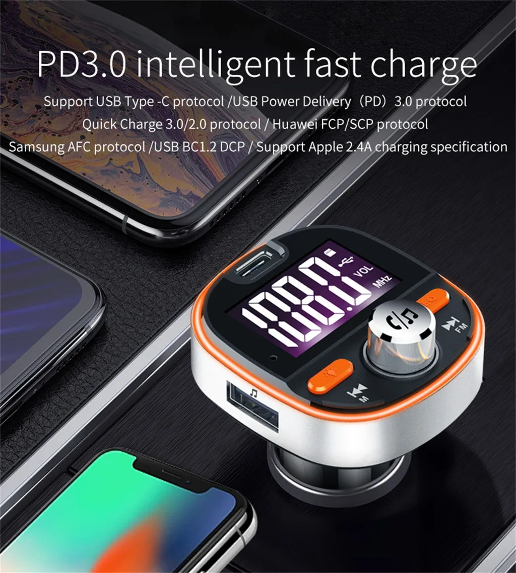 Fm-передатчик модулятор стерео радио MP3-плеер USB TF Bluetooth красочный свет Usb Автомобильное зарядное устройство мини usb Автомобильное зарядное устройство