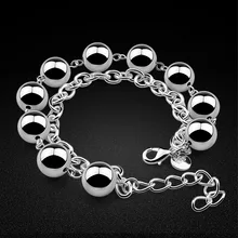 Bohemia женский браслет из серебра 925 пробы-блестящая цепочка из бисера браслет из стерлингового серебра 24 см-застежка-коготь Омаров-очаровательные ювелирные аксессуары