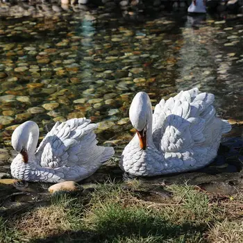

Simulation Swan Sculpture Outdoor Garden Fish Pond Decor Waterscape Rockery Aquarium Landscaping Decoration