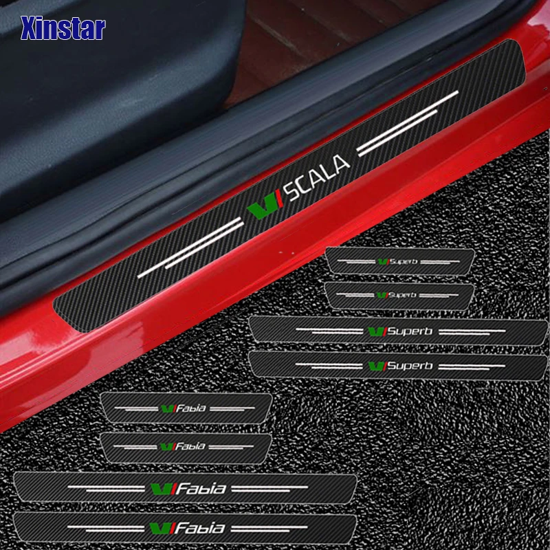 4 шт. наклейки на дверь автомобиля из углеродного волокна для Skoda MK2 Kamiq Fabia Rapid Kodiaq