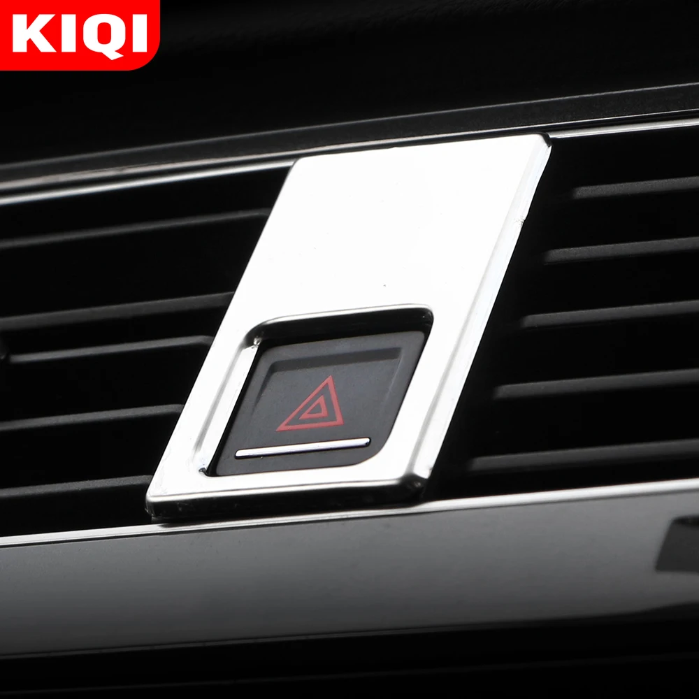KIQI 스테인레스 스틸 자동차 센터 제어 비상 경고등 커버 트림 폭스 바겐 골프 7 MK7 VII MK7.5 2012 - 2019 액세서리