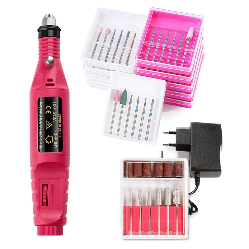 

Electric Manicure Machine 6pcs Diamond Rotary Burr Nail Drill Bits Set Ceramic Cutters Gel Polish Remove Milling Cutter File