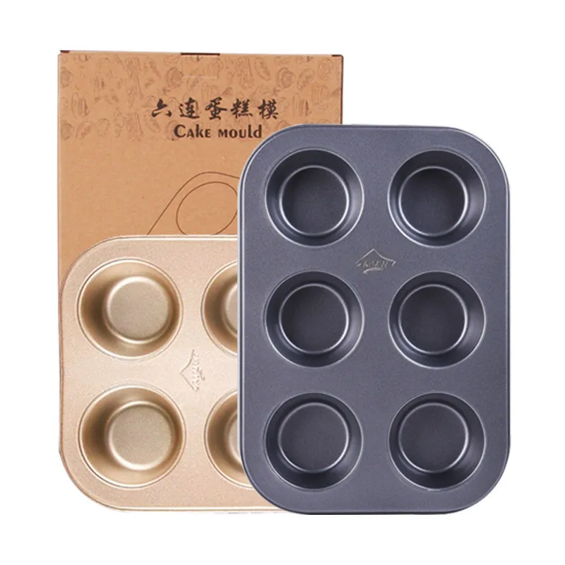 

Baking Mould Carbon Steel 6 Pieces Cake Mould 6 Pieces Muffin Cup Non Stick Cake Baking Plate