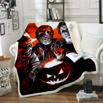 

Plstar Cosmos Halloween horror movie Scream Team Zombie brid Blanket 3D print Sherpa Blanket on Bed Home Textiles style-4