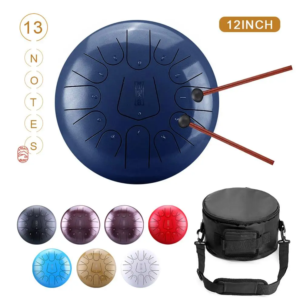 12 дюймов Сталь язык барабан Handpan ручной Барабаны крупных 13 Notes Tankdrum с сумкой в комплекте