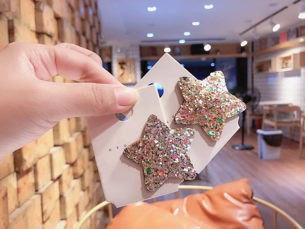 Free shipping fashion sequins star Children's hairclips ins snap clip BB girl's hairpins kid's side clips hair accessories