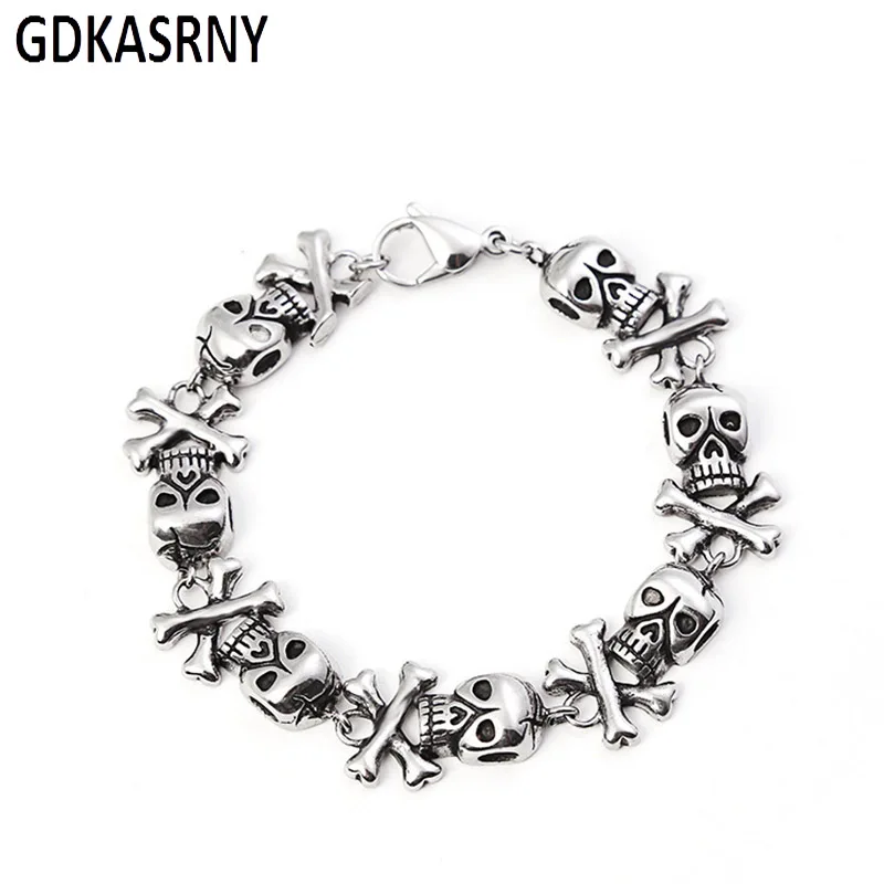 Браслет Мужская цепочка Новое поступление Подлинная нержавеющая сталь человек черепная голова Рождественская распродажа браслеты дружбы Изготовление ювелирных изделий