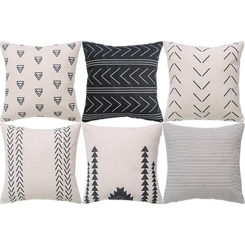 

Geometric Pillow Case - Set Of 6 - Decorative Cotton Sofa Square Cushion Cushion Cover, 45 X 45 Cm