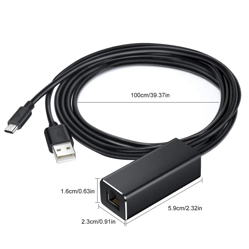 Горячее предложение! 10/100 Мбит/с сетевой комплект Mirco USB RJ45 Ethernet адаптер для пожарной ТВ палки для Chromecast для Google Home для Mini