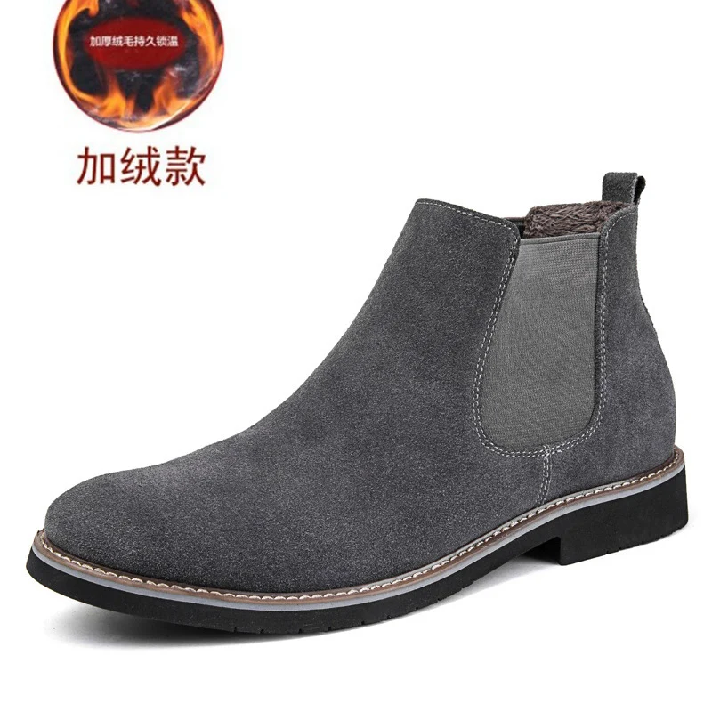 Add wool Новинка; мужские ботинки «Челси»; ботильоны; модные мужские брендовые кожаные качественные ботинки без шнуровки; мужские теплые ботинки в байкерском стиле; ; SM-02 - Цвет: Add wool
