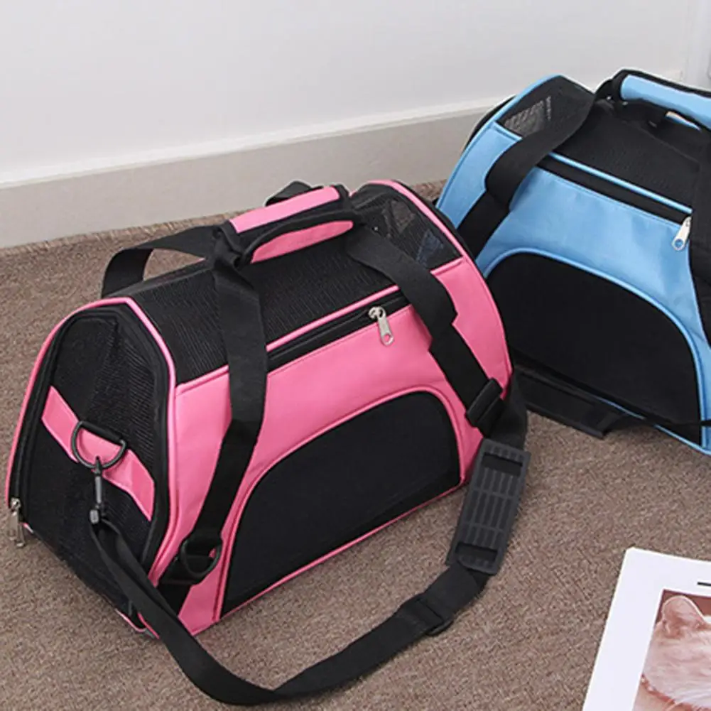 Portable Foldable Dog Cat Carrier Breathable Mesh Travel Cage Crossbody Tote Bag