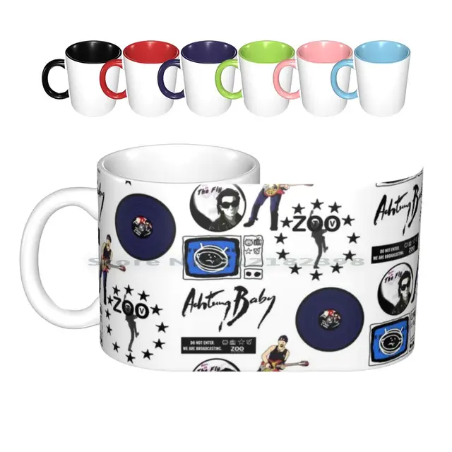 Achtung Baby (Sticker Pack) Ceramic Mugs: An Astro-Electric Blend of Style and Nostalgia