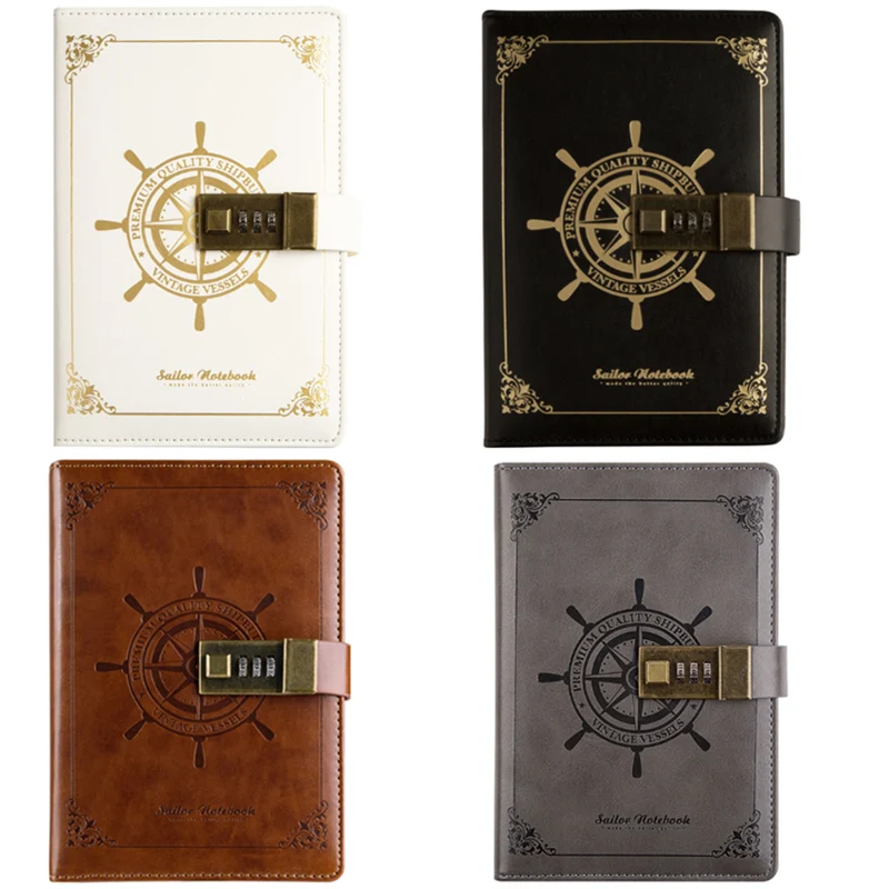 B6 Vintage Notepad Notebook Diary Daily Memos Planner Agenda Pu Leather Sketchbook with Lock Office Student Password Bo | Компьютеры и