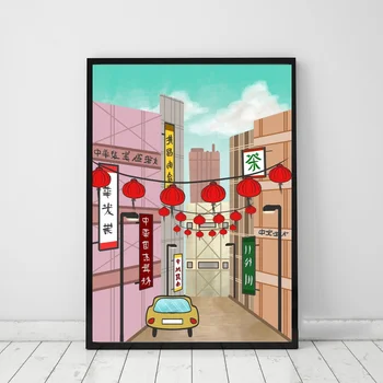 

Chinese street Fashion Poster Canvas Print Wall Pictures for Living Room No Frame