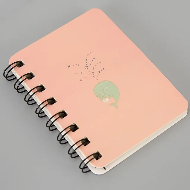80Page A7 Korea Cartoon Anime Coil Notebook Small Notepad Animal Rollover Office School Learn Supplies Mini Kawaii Diary Journal 1811