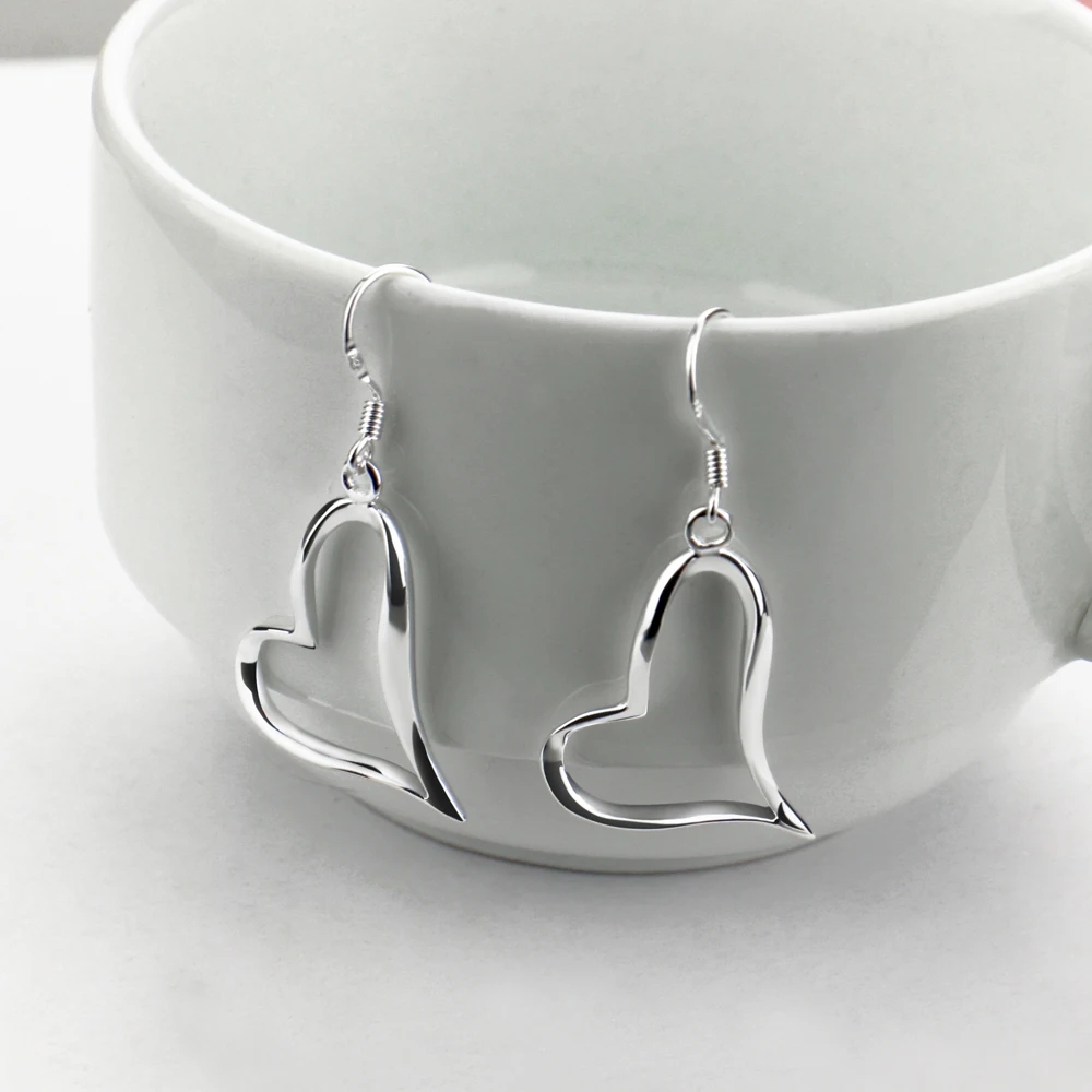 Женские серьги подвески в виде сердца из серебра 925 пробы|pendant fixture|gifts for new yearpendant