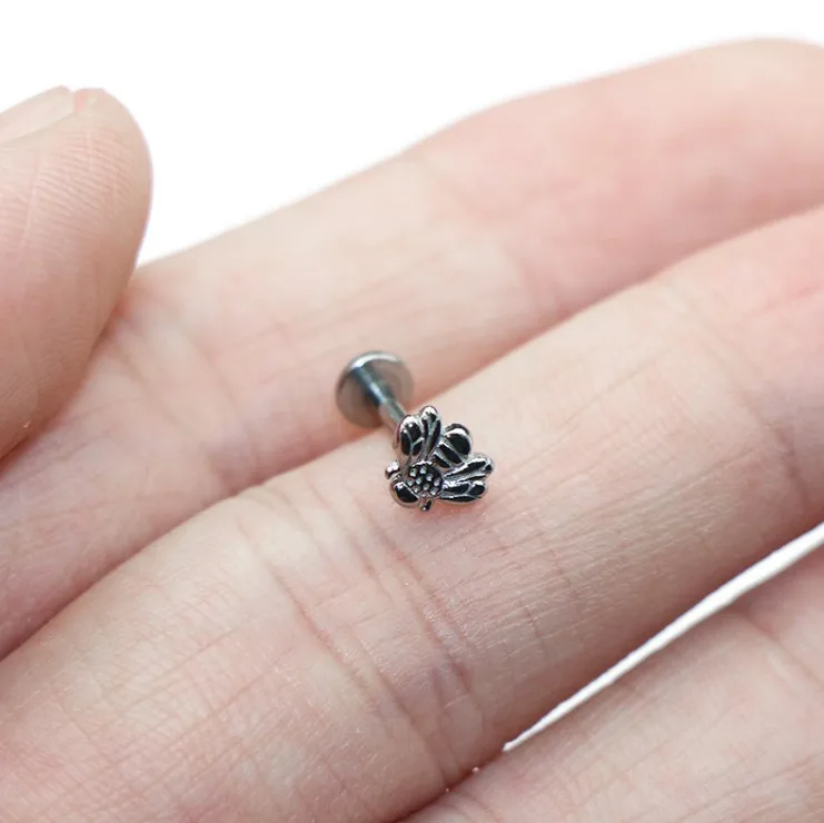 1Pc 100% Surgical Steel Barbell Studs Helix Tragus Rook Piercing Crystal Stars Conch flat back cartilage earring Jewelry Stud - Image 6