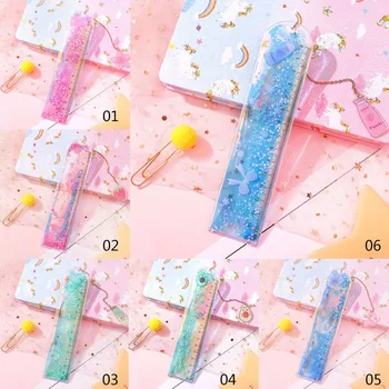 

Into the oil quicksand bookmark ruler cute laser girl ruler creative multifunctional student stationery ruler