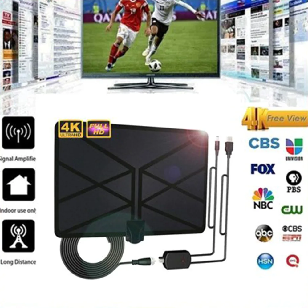 Antenna For Digital Tv Indoor Amplified Digital HDTV Antenna 4K HD DVB-T Freeview TV Broadcast Long Range TV Antenna 960 Miles