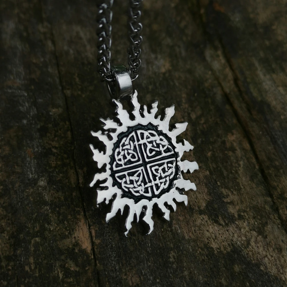 Men Women 316L Stainless Steel Triquetra Celtics Knot Sun Pendant Charm Viking Amulet Jewelry Gift for him | Украшения и