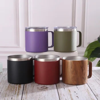 

14 oz Stainless Steel Hand Grip Mugs Vacuum Insulated Coffee Mug with Lid,Double Wall Vacuum Sealed Camp Cup