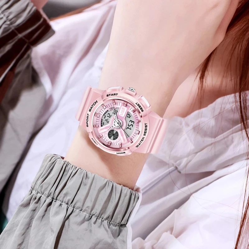 Sport Women Quartz Digital Watch Creative Diving Watch Ladies Waterproof Alarm Watch Dual Display Clock Montre Femme_voghion.com