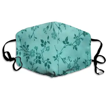 

Dustproof Washable Reusable Teal Floral Print Mouth Cover Mask Respirator Germ Protective Warm Windproof Mask