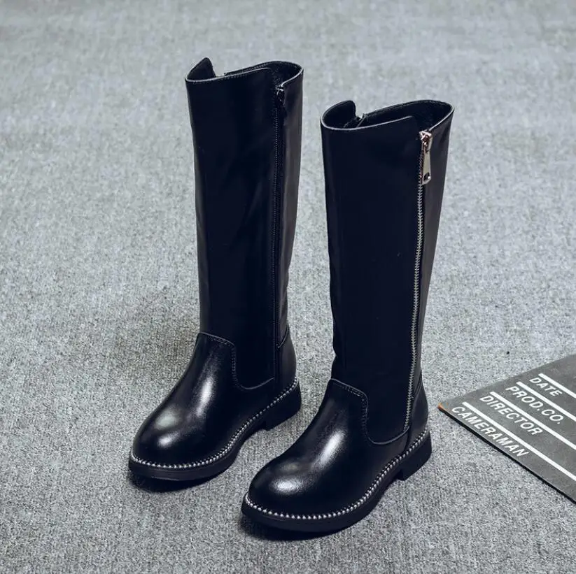 

New high quality Genuine leather Girls Long Snow Boots 26-37 Winter Martin boots for Plush Warm Shoes for girls kids Sport Shoes